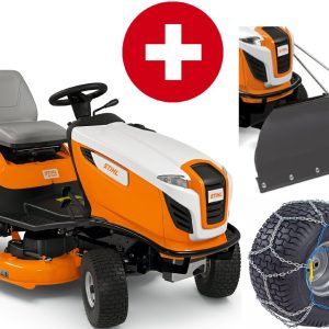 STIHL RT 5097 Rasentraktor Winterpaket mit Schneeschild und Schneeketten